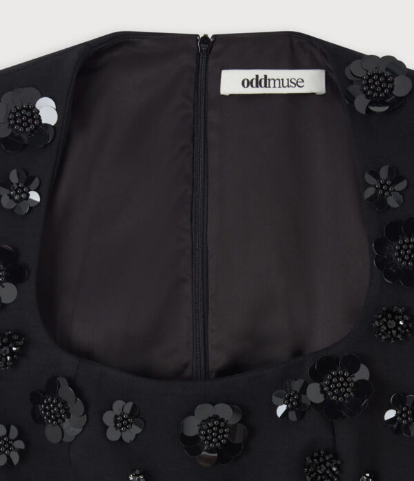 Odd Muse Embellished Applique Mini Dress in Black
