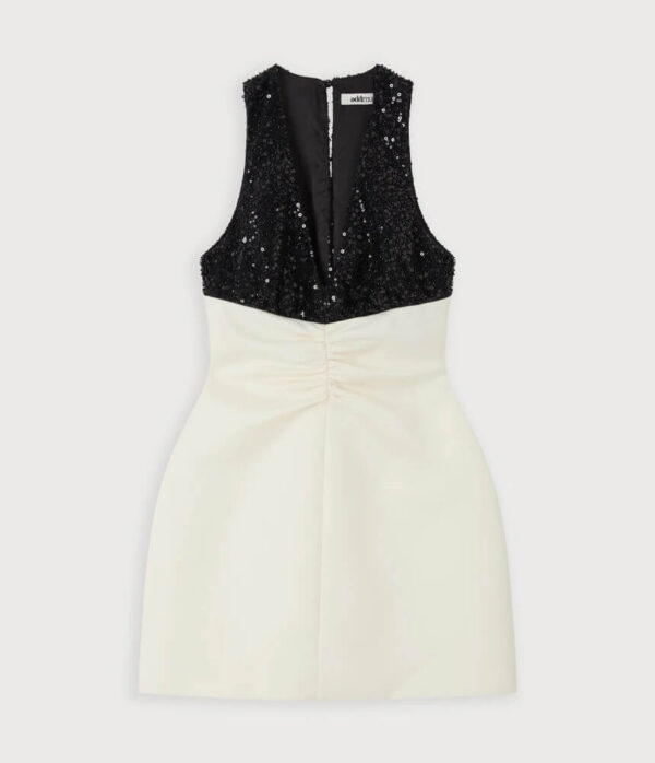 Odd Muse Sequin Contrast Mini Dress in Black and White