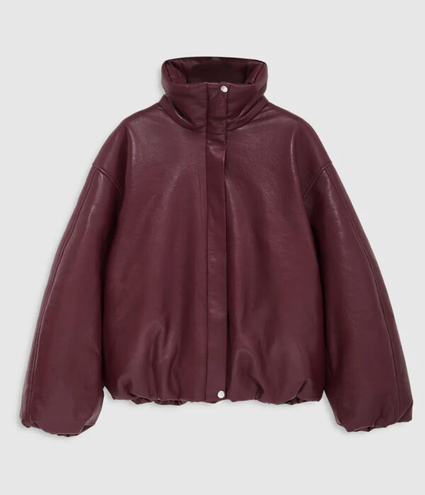 Anine Bing Recycled Leather Cyrus Jacket in Burgundy