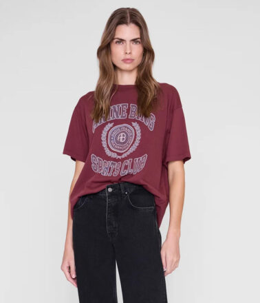 Anine Bing Cade Tee Collegiate in Burgundy
