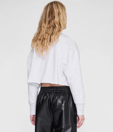 Anine Bing Sporty Cropped Sweatshirt in Heather Grey
