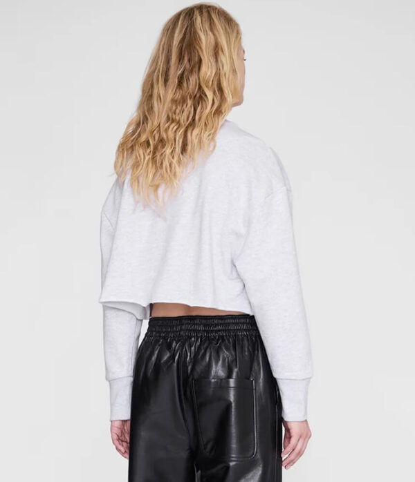 Anine Bing Sporty Cropped Sweatshirt in Heather Grey