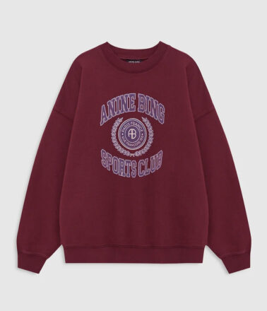 Anine Bing Miles Sweatshirt Collegiate in Burgundy