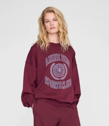 Anine Bing Miles Sweatshirt Collegiate in Burgundy