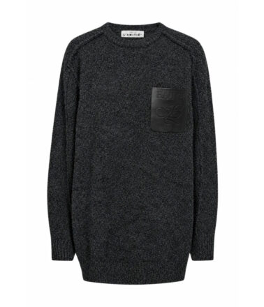Haute L’Amitie Darcia Reverse Oversize Pocket Jumper in Grey Melange