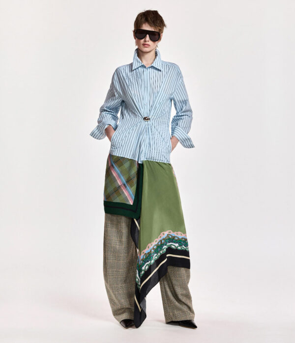 Essentiel Antwerp Krystal Scarf Dress in Olive Green
