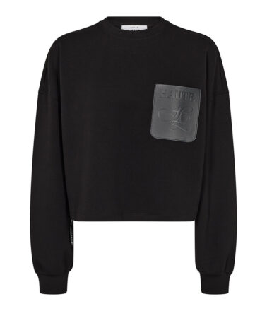 Haute L'Amitie Maxi Crop Zip Pocket Sweat in Black
