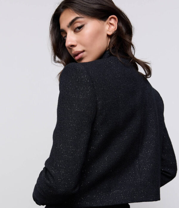 Odd Muse Collarless Tweed Jacket in Black