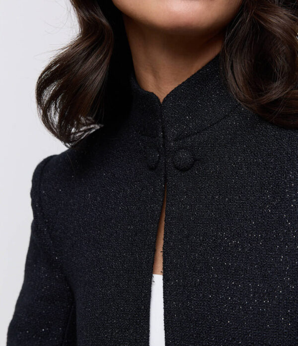 Odd Muse Collarless Tweed Jacket in Black