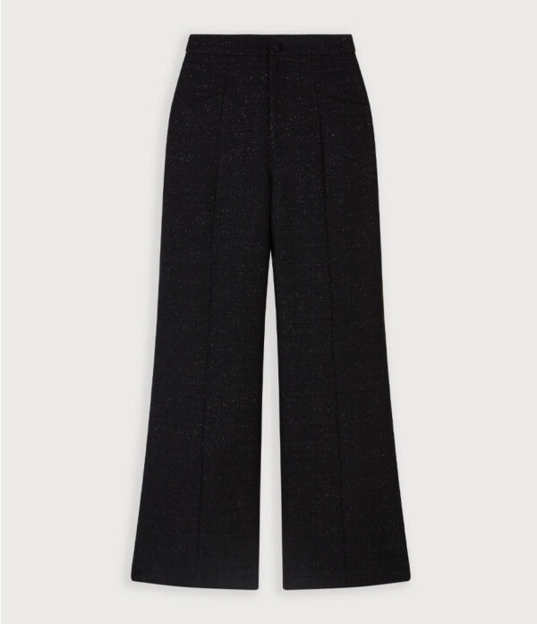 Odd Muse Tweed Slim Flare Trousers in Black