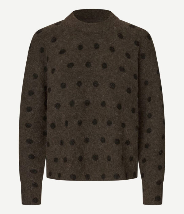 Samsoe Samsoe Anour O Neck Knit in Mulch Dott Brown