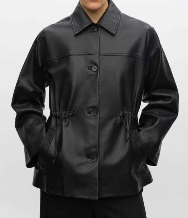 Samsoe Samsoe Salaax Leather Jacket in Black