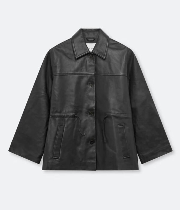 Samsoe Samsoe Salaax Leather Jacket in Black