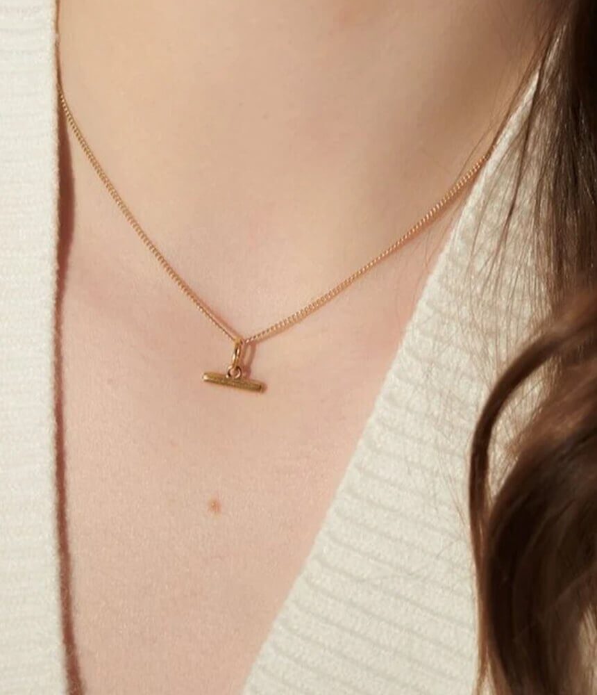 RJ Mini Gold T Bar Necklace