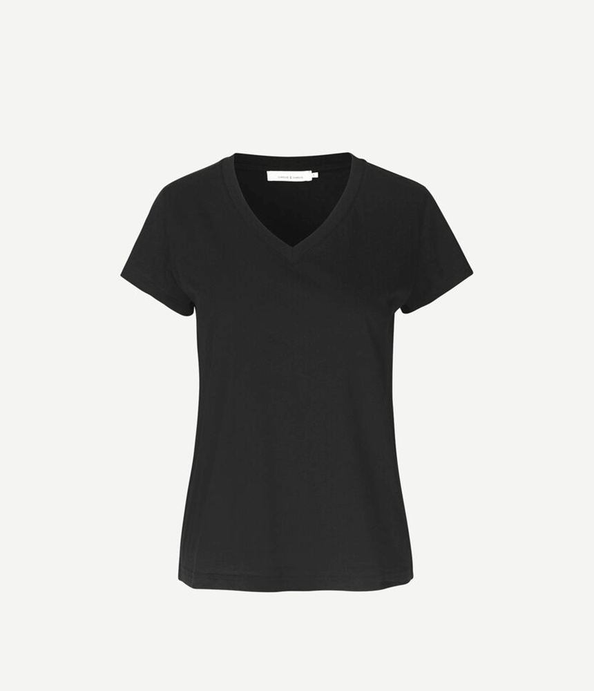 Samsoe Samsoe Solly V Neck Tee in Black