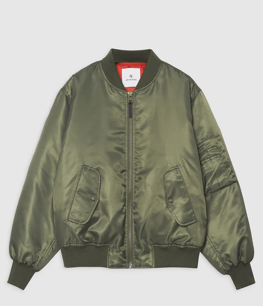 Anine Bing Leon Bomber in Army Green