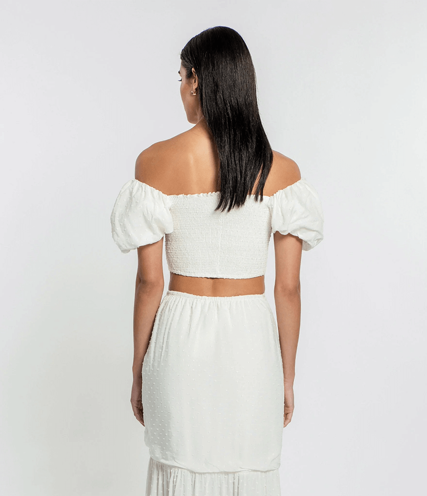 Peixoto Louisa Crop Top in White Lotus