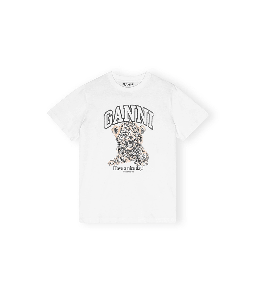 Ganni Basic Jersey Leopard Relaxed Tee