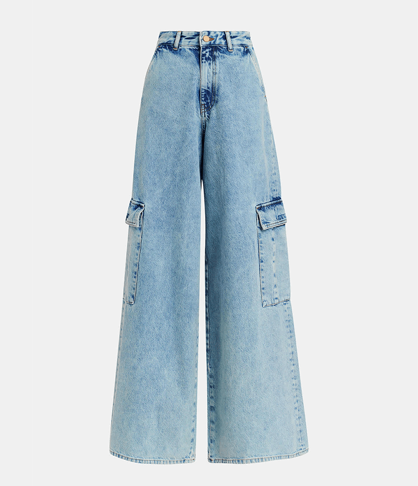 Essentiel Antwerp Gnome Flared Cargo Jeans in Blue